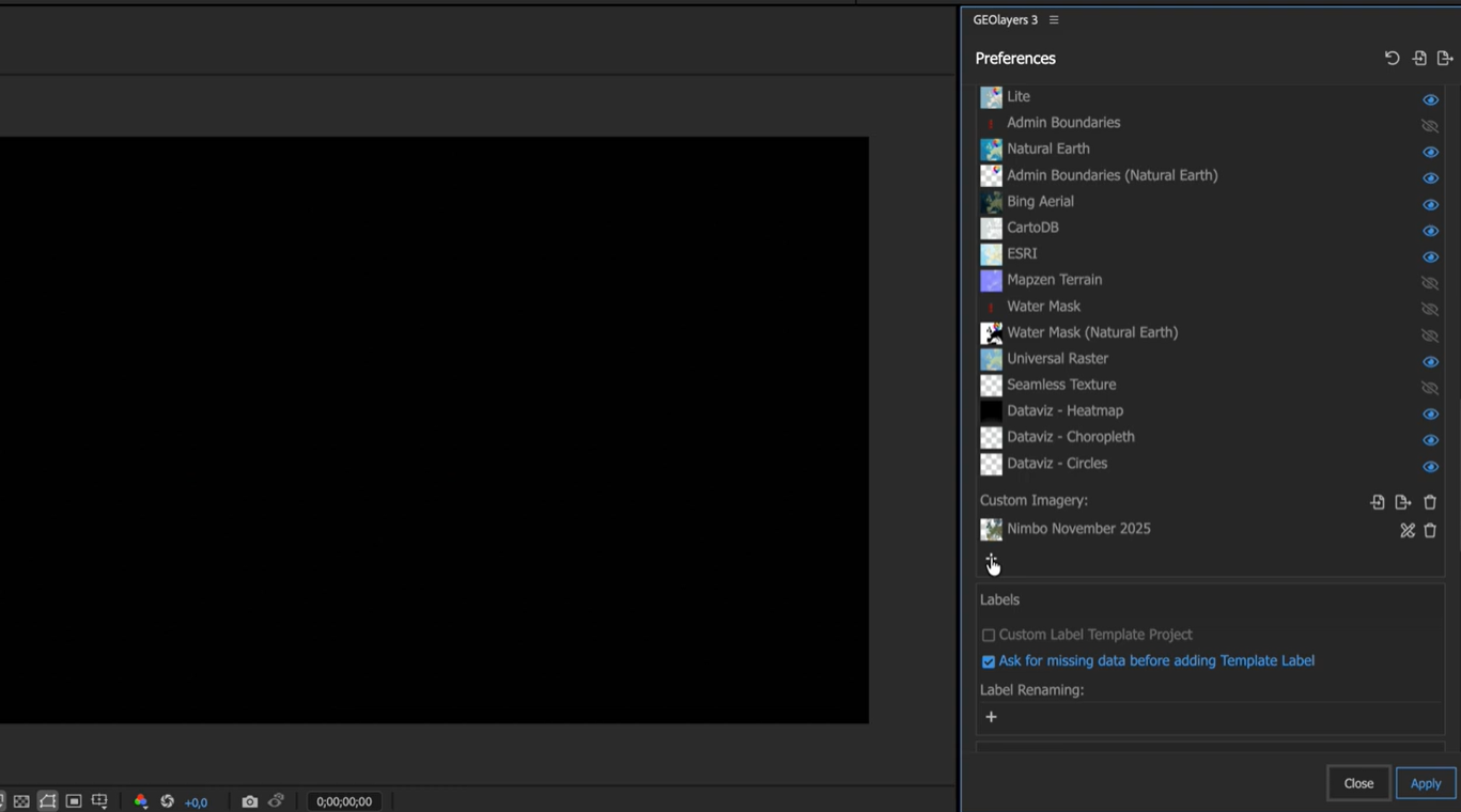Adding a new custom imagery entry