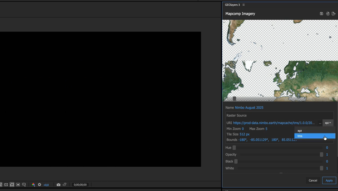 Selecting the TMS format