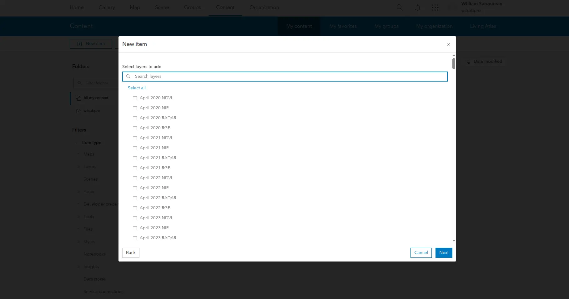 Selecting specific NIMBO layers